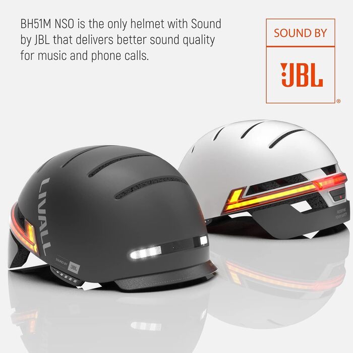 Смарт велосипедний шолом LIVALL BH51M NSO з Bluetooth, динаміками, мікрофоном, інтелектуальними покажчиками повороту, візором та датчиком падіння для дорослих