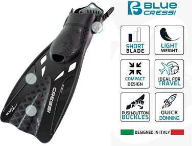 Ласти CRESSI Tonga (набір) для снорклінгу та плавання, чорні, L/XL (42/47) + маска Baron