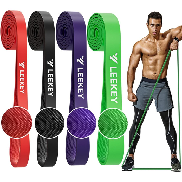 LEEKEY Еластичні гумки для фітнесу - Набір для силових тренувань, фізичної терапії та домашніх виснажень. Гумки для тяги, витягування та мобільності. Опір: 6,8–56,7 кг