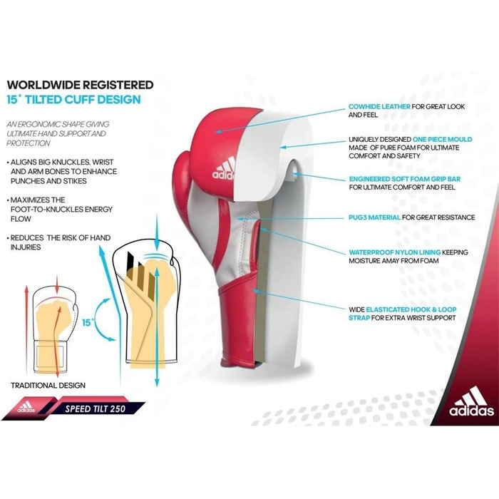 Боксерські рукавички Adidas Speed Tilt 250 - інноваційна технологія TILT, 16 oz, чорний/білий