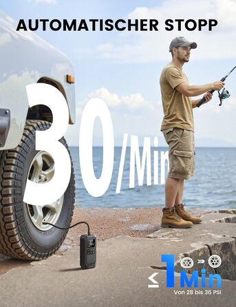 Електричний насос Lamicall для велосипедів, авто, мотоциклів та м'ячів з LED-підсвічуванням - 150 PSI, 5x швидше