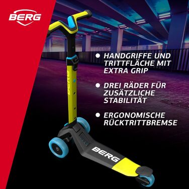 Дитячий самокат BERG Nexo складаний, регульований, для дітей 2-12 років, висота 67-83 см, з ергономічним гальмом та керуванням нахилом