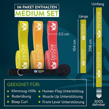 Набір еластичних стрічок для фітнесу ZenOne Sports® - 5 рівнів опору | Стрічки для силових тренувань вдома та в подорожах | Гумові стрічки для спорту