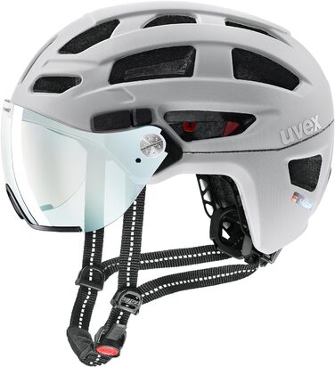 Шолом uvex Finale Visor V: безпечний міський шолом для жінок та чоловіків з автозатемнюваним візором та LED-ліхтарем Gen 2, папірус матовий, 56-61 см