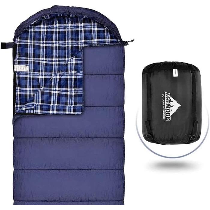 Спальний мішок для дорослих Baumwoll-Flanell, 100% бавовна, для кемпінгу, походів, 3-4 сезони, блакитний
