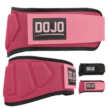 Пояс для важкої атлетики Dojo - для пауерліфтингу, бодібілдингу та фітнесу (унісекс, рожевий, регульований, підтримка спини)