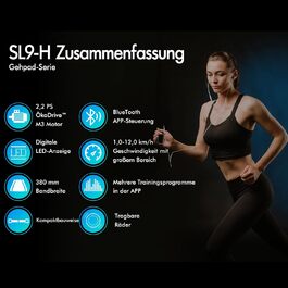 BLACK LORD Intelligentes Gehpad 2-в-1: бігове полотно під стіл для дому/офісу. Портативний тренажер для ходьби та бігу з пультом та моніторингом даних. (SL9H - Синій)