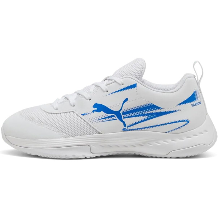 Дитячі унісекс кросівки PUMA Varion Li Jr для залу (Indoor Court Shoe), білі/блакитні, розмір 38 EU