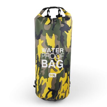 Водонепроникна сумка Dry Bag об'ємом 10L, 20L, 30L з регульованим плечовим ременем для плавання, рафтингу, кемпінгу, риболовлі, катання на човні, піших прогулянок та каякінгу (Жовтий)