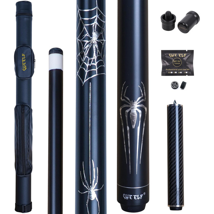 Більярдний кий CUEELF Spider Profi: низька дефлекція, з чохлом (19.5 oz, срібний)