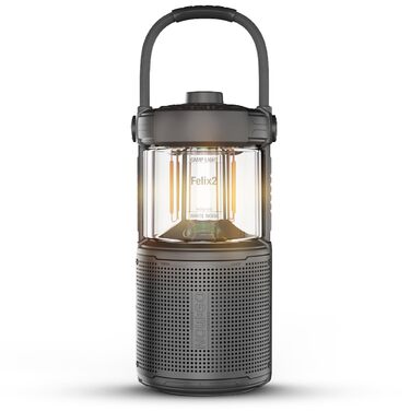 Ліхтар кемпінговий LED Felix 2 з Bluetooth колонкою, акумуляторний, водонепроникний IPX7, 360° освітлення, 20W звук, 24 год роботи, USB, чорний