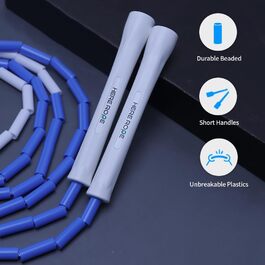 Стрибкове канат Hererope з перлами, регульований, для дорослих та дітей, 3 м, з міцними ручками та безпечними перлами для фітнесу (Блакитний)