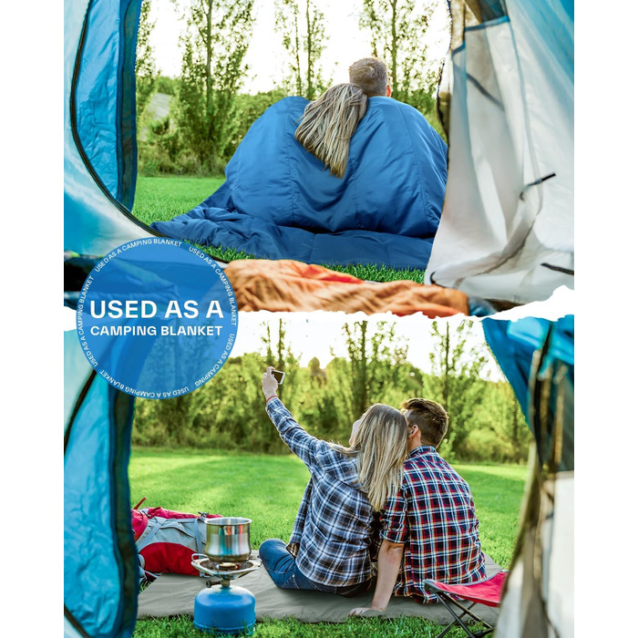 Сплячий мішок літній Sportneer 190x85 см: легкий, водонепроникний, для кемпінгу, походів, подорожей (блакитний)