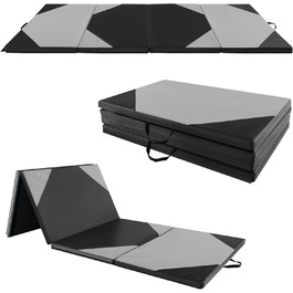 Складаний гімнастичний мат COSTWAY 300x120x5 см, сірий-чорний, переносний, для йоги та фітнесу