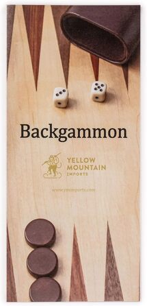Набір для гри в нарди Yellow Mountain Imports Pasadena, дерев'яні інкрустації, ігрове поле 38,5 см, акрилові фішки та дерев'яні стакани для кубиків