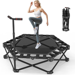 Батут фітнес складаний 106 см, вантажопідйомність 200 кг, регульована ручка (3 положення), тихий, для дітей та дорослих, для дому/вулиці