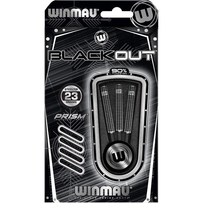 WINMAU Blackout професійні дартси зі сталі та вольфраму з оперенням і хвостовиками