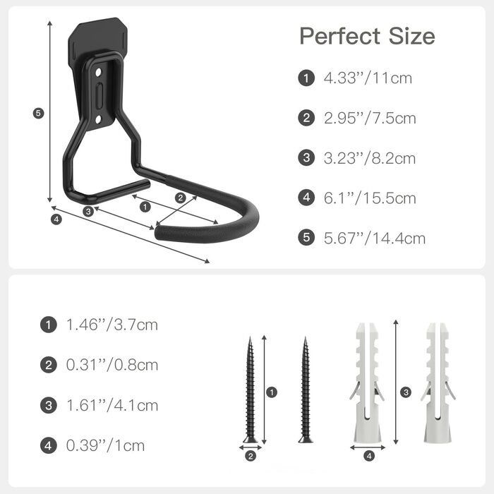 Тримач для велосипеда Housolution, 8 шт. - настінний, L-подібний, вертикальний, з EVA-гумою, для гаража, магазину велосипедів, чорний