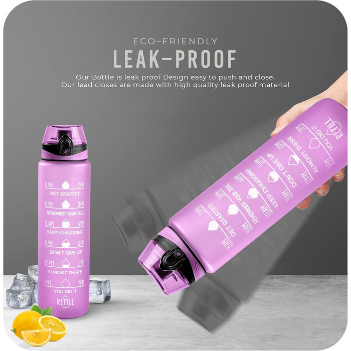 Фляга спортивна Roe Tenpo 1L Tritan, BPA-free, для спорту та відпочинку (фіолетова)