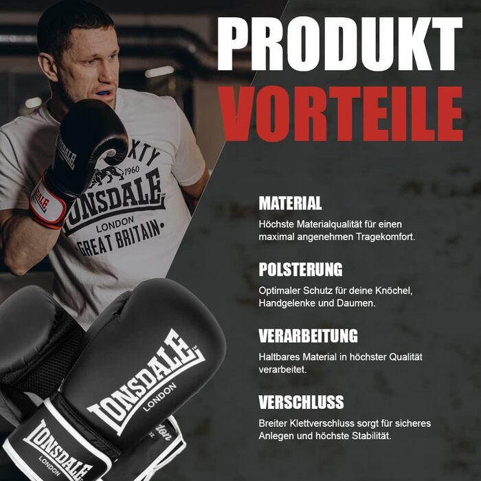 Боксерські рукавички Lonsdale Ashdon 12 унцій, унісекс, чорні/білі