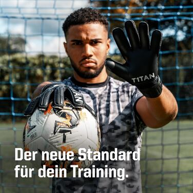 Воротарські рукавички T1TAN Training Classic: дитячі, чоловічі, розміри 3-12, для футболу, з сильним захватом, дихаючі (6 (9-10 років), Black-Out + Turboclean)