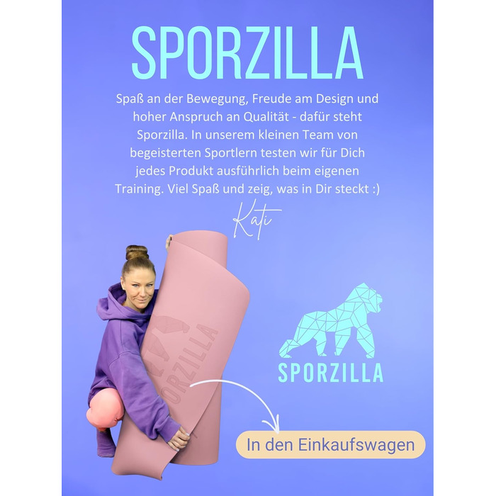 Йога-мат Sporzilla XXL 200×100 см, 8 мм, нековзкий, екологічний, з лініями та чохлом, лаванда