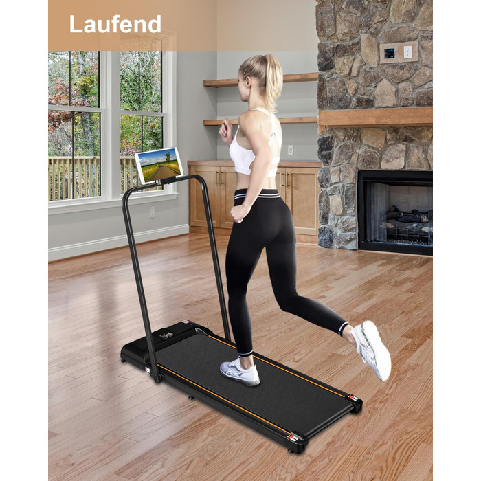 Біговий доріжка з нахилом для дому, складаний електричний walking pad з пультом дистанційного керування, Bluetooth та керуванням через додаток, подвійним амортизатором, без необхідності збирання