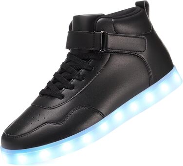 APTESOL LED кросівки високі, світлодіодні, USB зарядка, чорні, для жінок та чоловіків (37 EU)