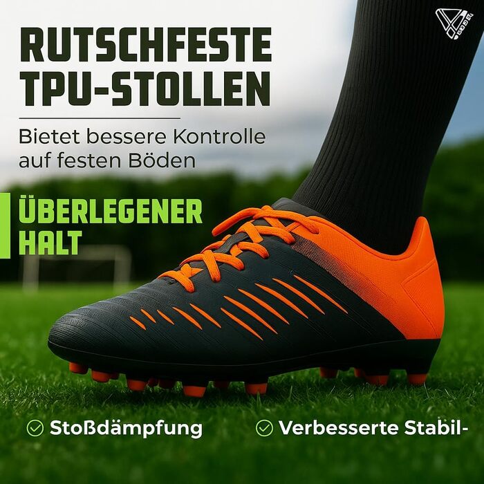 Дитячі футбольні бутси Vizari FG для штучного та натурального газону | Unisex моделі для хлопчиків та дівчаток | Розміри 25-38, чорно-оранжеві