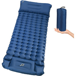 Каремат для кемпінгу Techshare самонадувний, потовщений, синій. Підходить для піших прогулянок, відпочинку на природі та кемпінгу. З насосом для накачування.