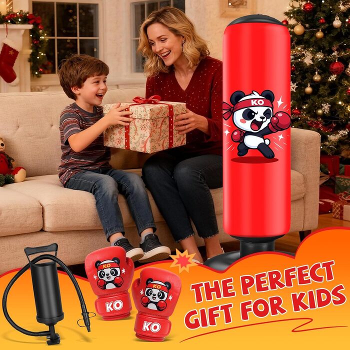 Груша боксерська дитяча Ninonly з рукавичками для боксу, карате, тхеквондо (130 см, Панда)