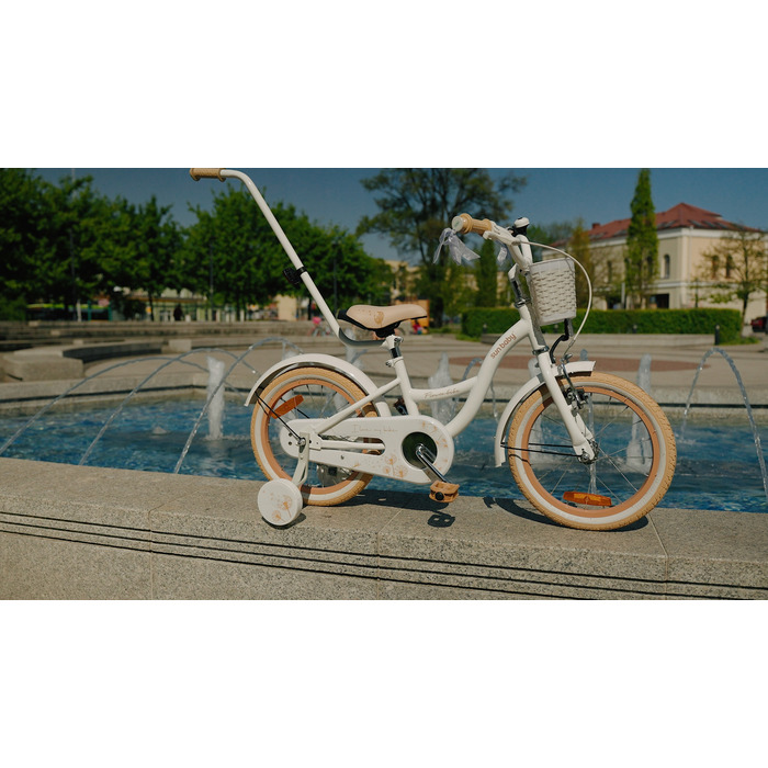 Дитячий велосипед SUN BABY Flower Bike 16 дюймів для дівчинки, біло-бежевий