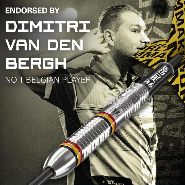 Дартс Target Dimitri Van den Bergh Dimi 22 г 80% вольфрам, набір з 9 Pro Grip шафтів, 9 Pro Ultra оперень, кейс для дартсу