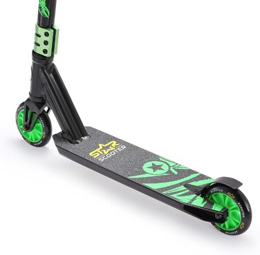 Трюковий самокат STAR SCOOTER Pro Sport для дітей від 5 років, алюмінієвий, 110 мм, HIC компресія, чорний/зелений