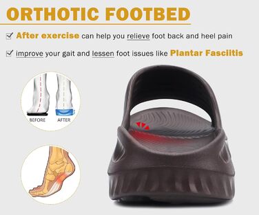 Ортопедичні відновлювальні сандалі KuaiLu для жінок, легкі спортивні шльопанці при плантарному фасциїті, розвантаження суглобів та спини, коричневі, розмір 36 EU