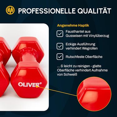 Гантелі вінілові Oliver, набір 2 шт по 1,5 кг, різна вага