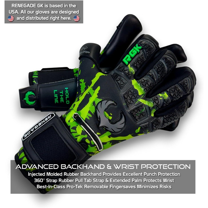 Воротарські рукавички Renegade GK Limitierte Auflage Rogue з захистом пальців (розміри 6-11, Level 4+), Giga Grip 4+3мм - Преміум для чоловіків, дорослих, підлітків, дітей