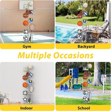 Металевий тримач для м'ячів Nandae: стійка підставка для футбольного, баскетбольного та волейбольного м'яча для гаража та дитячої кімнати