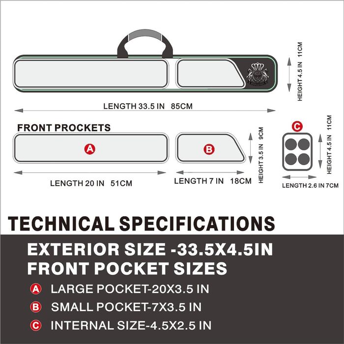 Чохол для більярду на 2 кия (2 x 2) Khaki, м'який, з кишенями для аксесуарів