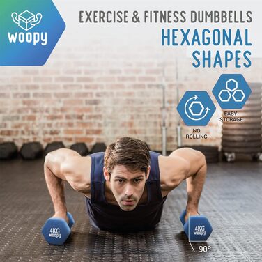 Набір неопренових гантелей WOOPY 2×1 кг для жінок, фітнес, йога, пілатес, рожеві
