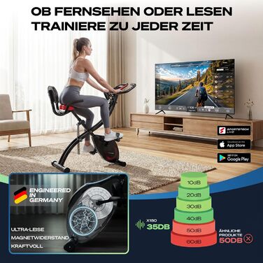 Ергометр Sportstech NEU X150 3в1: Велотренажер, Power Ropes, для дому, до 150 кг, чорний