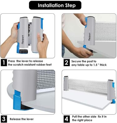 Набір для пінг-понгу FBSPORT: 2 ракетки, 6 м'ячів, сітка, сумка. Підходить для початківців та досвідчених гравців. Сірий колір