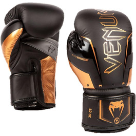 Боксерські рукавички Venum Elite Evo чорного та бронзового кольорів, 14 Oz