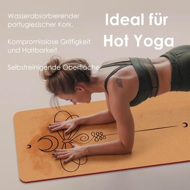 Килимок для йоги з корку Rutschfeste Yoga Matte – Нековзний, з унікальним дизайном, з натурального каучуку TPE, для занять вдома, пілатесу, аеробіки, фітнес-студії та тренувань. Колір: бірюзовий, дизайн: Мандала (Бордо-Калібра)