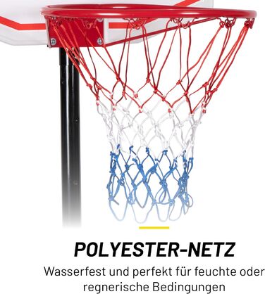 Баскетбольний кошик Dunlop зі стійкою, регульований, 71x45 см, пластик, чорний, для вулиці, висота 165-205 см