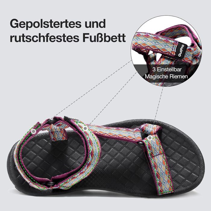 Жіночі спортивні сандалії для трекінгу та хайкінгу, прогулькові водонепроникні сандалії з антиковзаючою підошвою (темно-фіолетові, 37 EU)