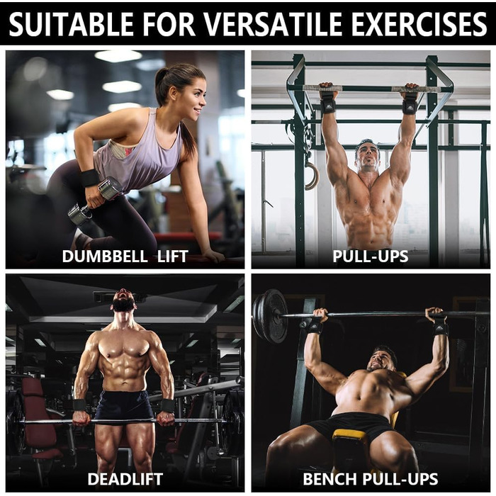 Напульсники для силових тренувань Flintronic Power Zughilfen, шкіряні напульсники для бодібілдингу, 8 мм неопренова підкладка та бавовна, 2 шт. (широка підкладка 6.7 см)