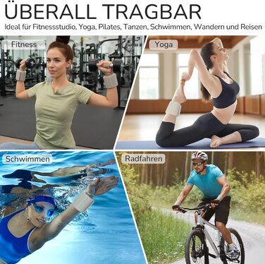 Ваги для зап'ястя та щиколоток магнітні, 0.5KG/1KG, регульовані, для йоги, пілатесу, плавання, фітнесу, силікон, білий