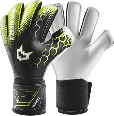 Воротарські рукавички WVVOU для дітей та дорослих, дитячі та юніорські, з технологією Fingersave, для тренувань та ігор, чорні