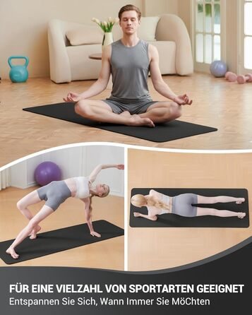 Йога мат для жінок Good Nite: неслизька поверхня, товщина 6 мм, 183x61 см, з чохлом, TPE, для йоги, пілатесу, фітнесу, чорний